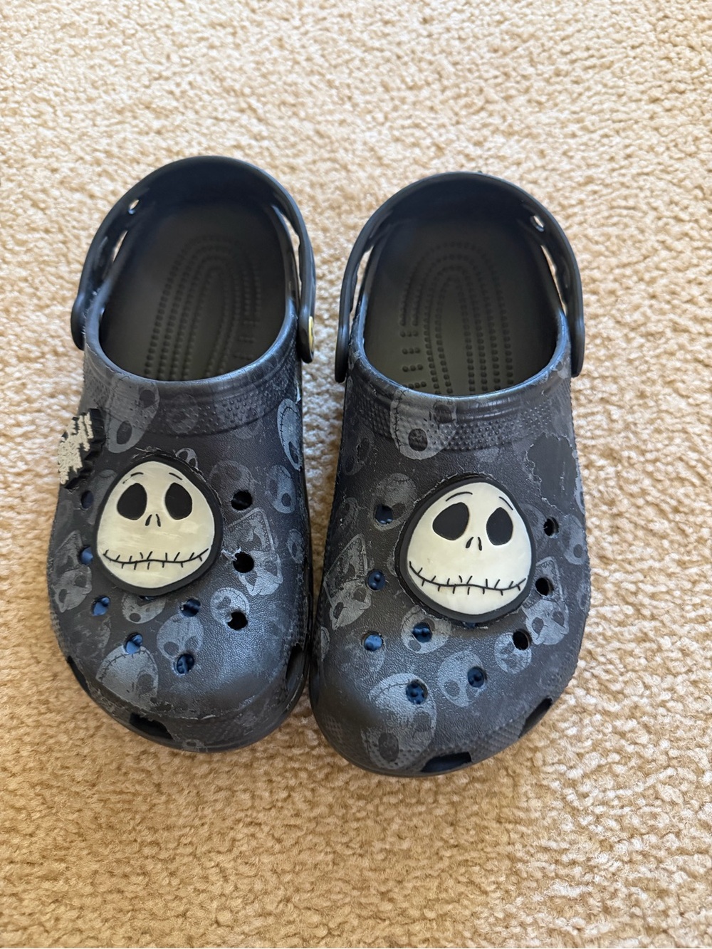 CROCS Jack Skellington Graphic Clogs - Black & White light up in dark